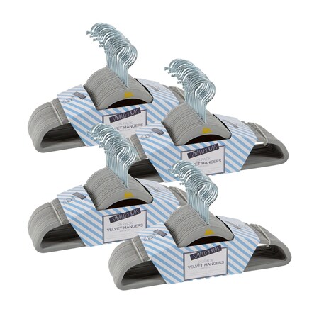 Simplify Kids Velvet Hangers in Light Grey, 100PK 3224-LGREY-100-BX